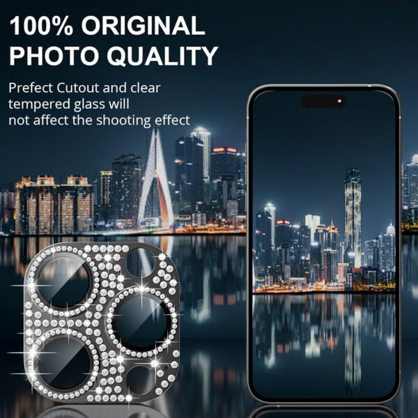 For iPhone 12 Pro Max Bling Rhinestones Camera Cover Lens Tempered Glass Screen Protector - Image 6
