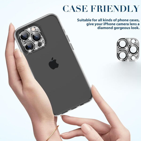 For iPhone 12 Pro Max Bling Rhinestones Camera Cover Lens Tempered Glass Screen Protector - Image 9