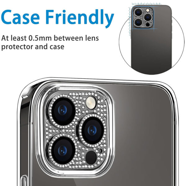 For iPhone 12 Pro Bling Rhinestones Camera Cover Lens Tempered Glass Screen Protector - Image 7