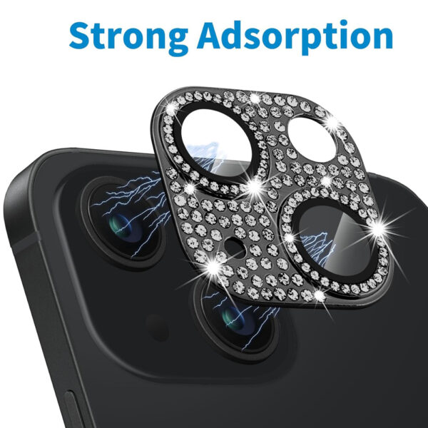 For iPhone 14 Plus Bling Rhinestones Camera Cover Lens Tempered Glass Screen Protector - Image 5