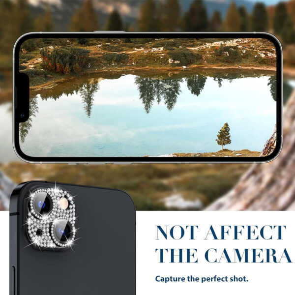For iPhone 14 Plus Bling Rhinestones Camera Cover Lens Tempered Glass Screen Protector - Image 6