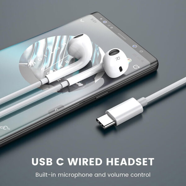 Wired Earbuds with USB-C Connector, In-Ear Headphones Earphones with Type-C Plug, Built-in Remote to Control Music/Phone Calls//Volume, Stereo NoiseIsolating - Image 7
