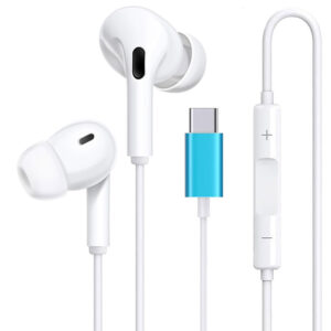 Wired Earbuds with USB-C Connector, In-Ear Headphones Earphones with Type-C Plug, Built-in Remote to Control Music/Phone Calls/Volume, Noise Canceling