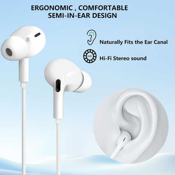 Wired Earbuds with USB-C Connector, In-Ear Headphones Earphones with Type-C Plug, Built-in Remote to Control Music/Phone Calls/Volume, Noise Canceling - Image 2