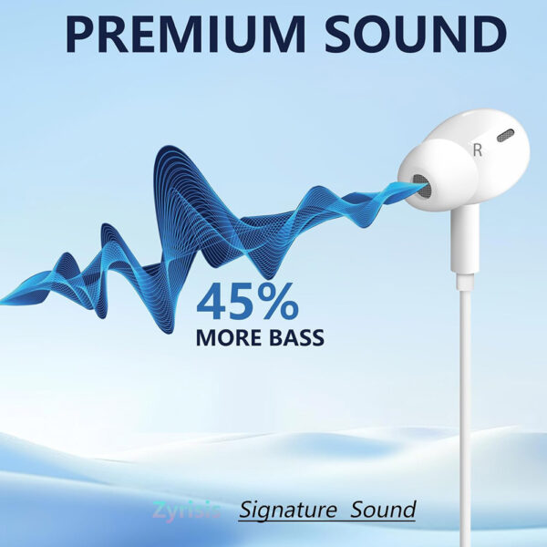 Wired Earbuds with USB-C Connector, In-Ear Headphones Earphones with Type-C Plug, Built-in Remote to Control Music/Phone Calls/Volume, Noise Canceling - Image 3