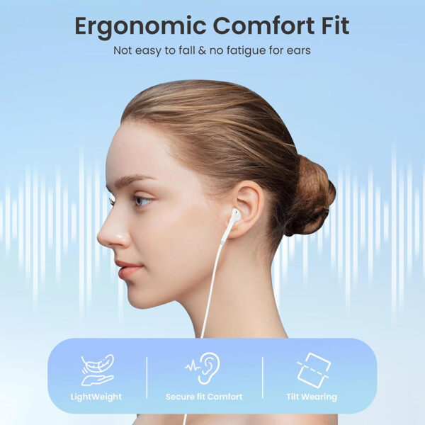 Wired Earbuds with USB-C Connector, In-Ear Headphones Earphones with Type-C Plug, Built-in Remote to Control Music/Phone Calls/Volume, Noise Canceling - Image 6