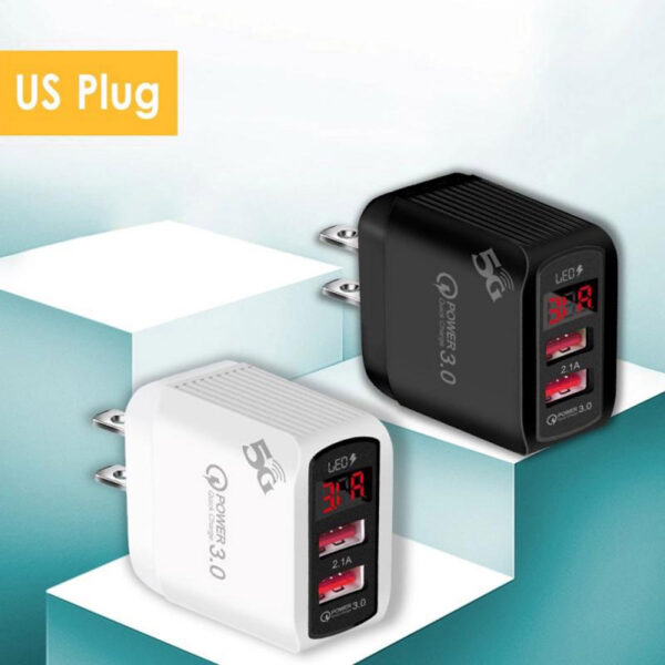 Dual USB Port Wall Charger Home Power Adapter Cube with LED Digital Display A Grade - Image 2