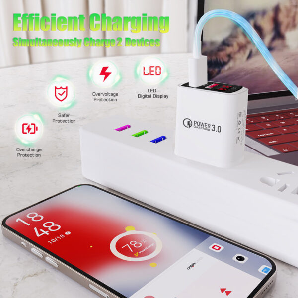 Dual USB Port Wall Charger Home Power Adapter Cube with LED Digital Display A Grade - Image 5