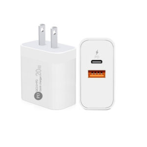 1 USB + 1 Type C Port PD 20W Quick Fast Wall Charger Home Power Adapter Cube