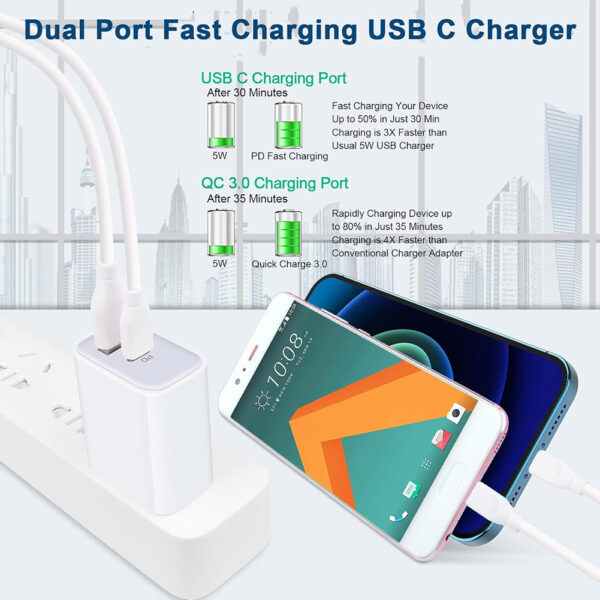 1 USB + 1 Type C Port PD 20W Quick Fast Wall Charger Home Power Adapter Cube - Image 6