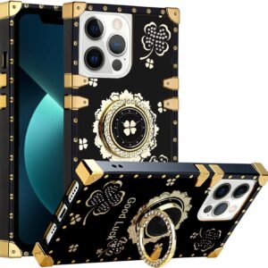 For iPhone 12 Pro Max Case with Ring Stand Marble Design Hard Cover HDL116