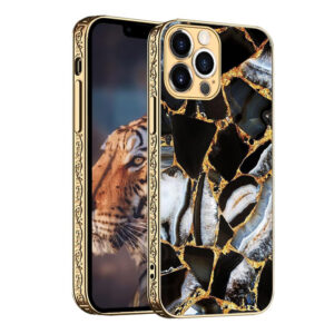 For iPhone 12 Pro Max Case with Plating Marble Design Glass Back Hard Cover HDL122