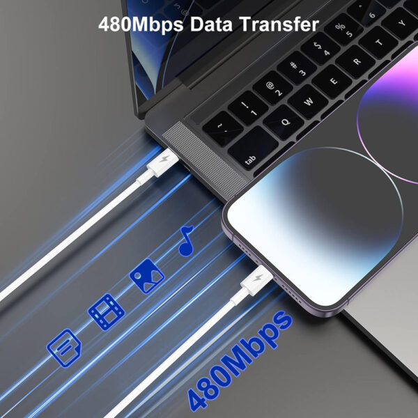 10ft / 3m USB-C to Lightning Fast Charger Cable Type C iPhone Quick Data Sync Cord - Image 6
