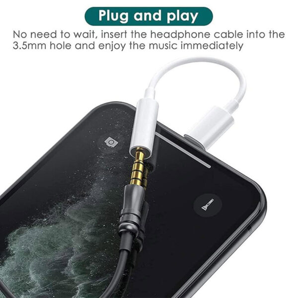 Lightning 8-Pin to 3.5mm Aux Headphone Jack Adapter for Apple iPhone 13/12/11/X/8/7 Series - Bluetooth Prompt, Music, Calls - Image 4