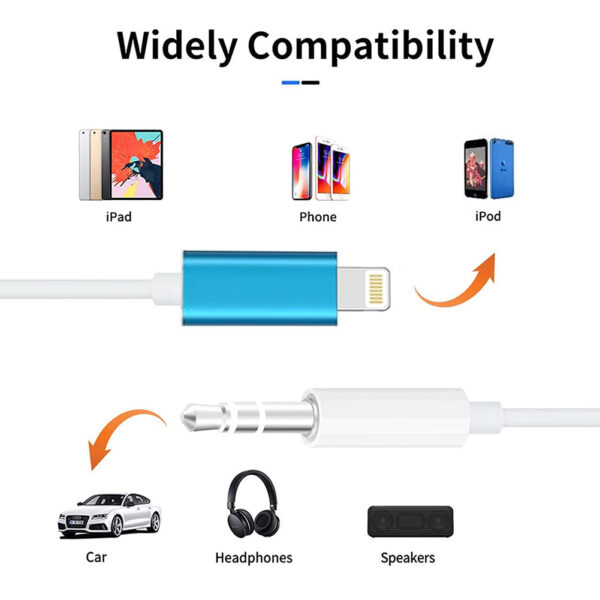 Lightning 8-Pin to 3.5mm Aux Audio Adapter Cable for Apple iPhone 13/12/11/X/8/7 Series - Image 6