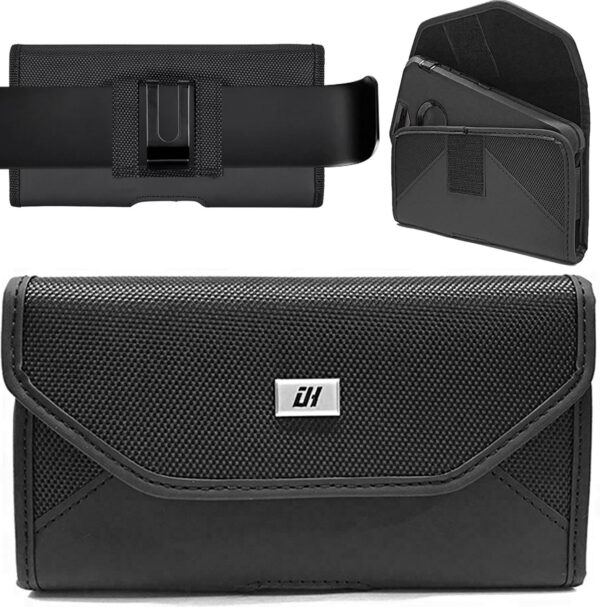 For Universal 6.9 inch Phone Case Nylon Pouch Horizontal Holster Cover with Clip PCH91 - Image 2