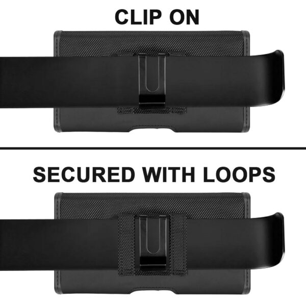 For Universal 6.9 inch Phone Case Nylon Pouch Horizontal Holster Cover with Clip PCH91 - Image 6
