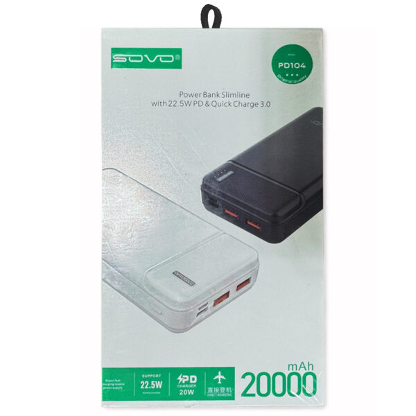 20000mAh Power Bank Fast Charging Portable Charger SOVO PD104 - Image 2