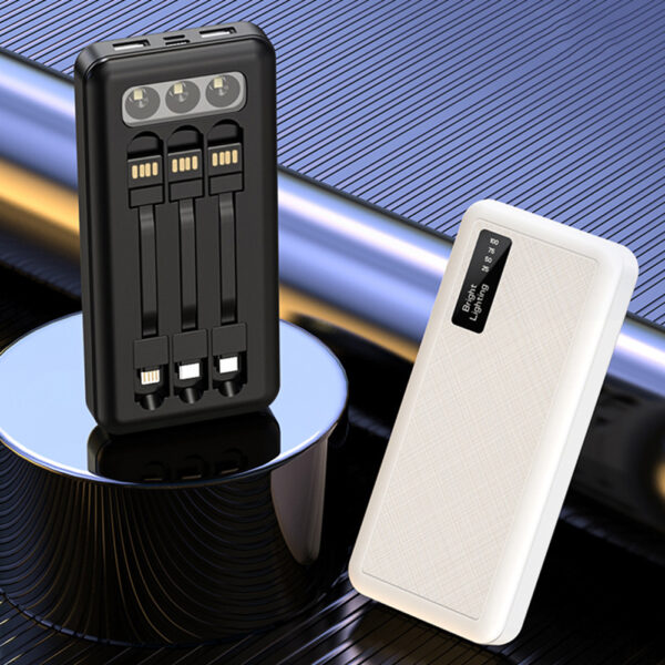 10000mAh Power Bank Portable Charger Built-In 3 Cables and LED Flashlight SOVO X17 - Image 5