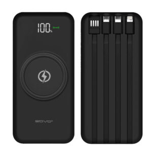 10000mAh Power Bank Wireless Charging Portable Charger Built-In 4 Cables SOVO X35