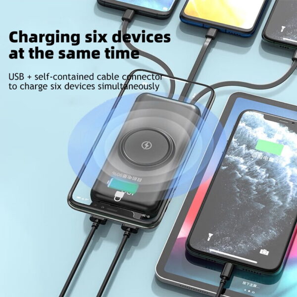 10000mAh Power Bank Wireless Charging Portable Charger Built-In 4 Cables SOVO X35 - Image 6