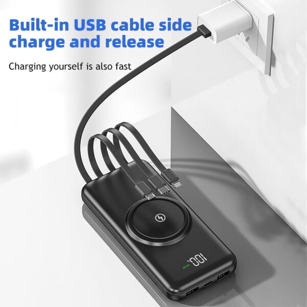 10000mAh Power Bank Wireless Charging Portable Charger Built-In 4 Cables SOVO X35 - Image 8