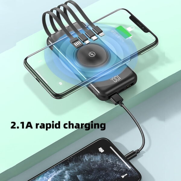 10000mAh Power Bank Wireless Charging Portable Charger Built-In 4 Cables SOVO X35 - Image 9
