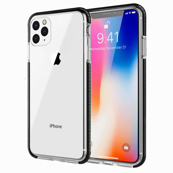For iPhone 12 Pro Max Case with Seperate Color Bumper Transparent Soft Cover SFL79