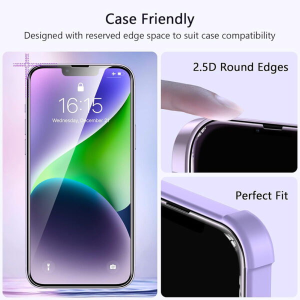 For iPhone 13 Pro Max (6.7 inch) Clear 10D Full Coverage Tempered Glass Screen Protector Black Frame - Image 5