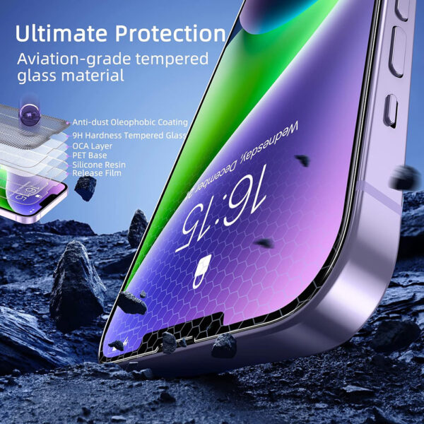 For iPhone 13 Pro Max (6.7 inch) Clear 10D Full Coverage Tempered Glass Screen Protector Black Frame - Image 7
