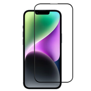For iPhone 14 (6.1 inch) Clear 10D Full Coverage Tempered Glass Screen Protector Black Frame