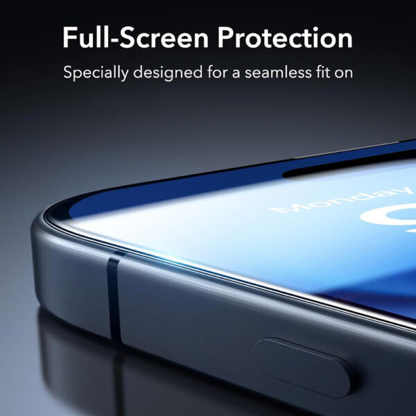 For iPhone 15 Pro (6.1 inch) Clear 10D Full Coverage Tempered Glass Screen Protector Black Frame - Image 5