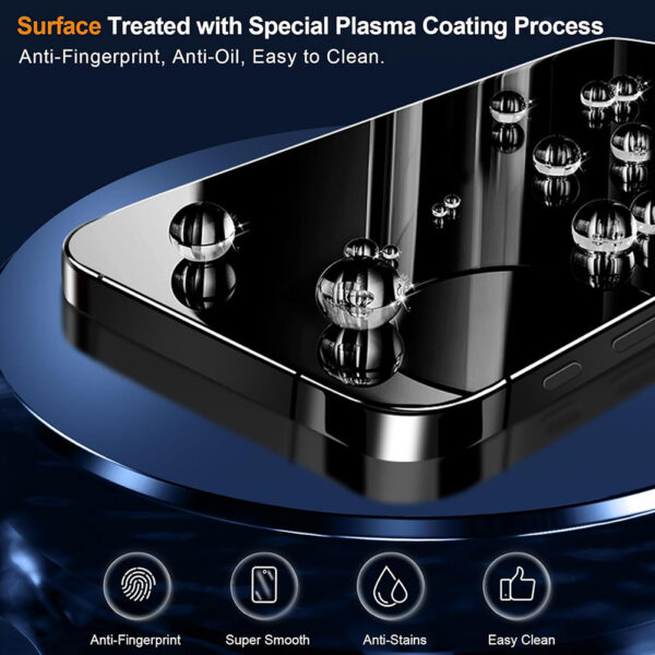 For iPhone 15 Pro (6.1 inch) Clear 10D Full Coverage Tempered Glass Screen Protector Black Frame - Image 6