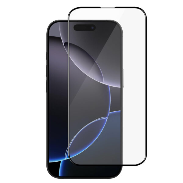 For iPhone 16 Pro (6.3 inch) Clear 10D Full Coverage Tempered Glass Screen Protector Black Frame