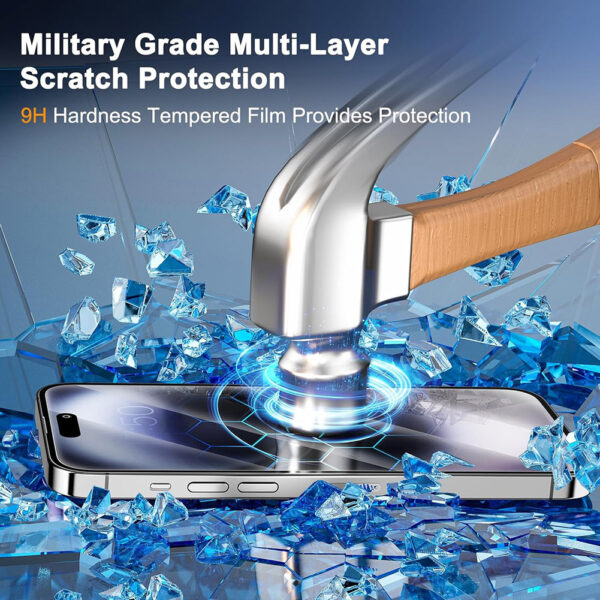 For iPhone 16 Pro (6.3 inch) Clear 10D Full Coverage Tempered Glass Screen Protector Black Frame - Image 4