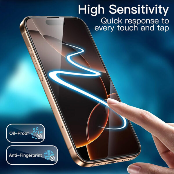 For iPhone 16 Pro (6.3 inch) Clear 10D Full Coverage Tempered Glass Screen Protector Black Frame - Image 6