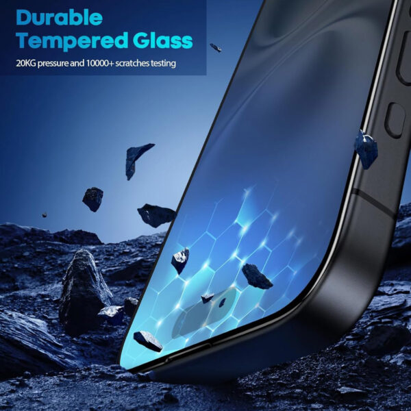 For iPhone 16 Pro (6.3 inch) Clear 10D Full Coverage Tempered Glass Screen Protector Black Frame - Image 7