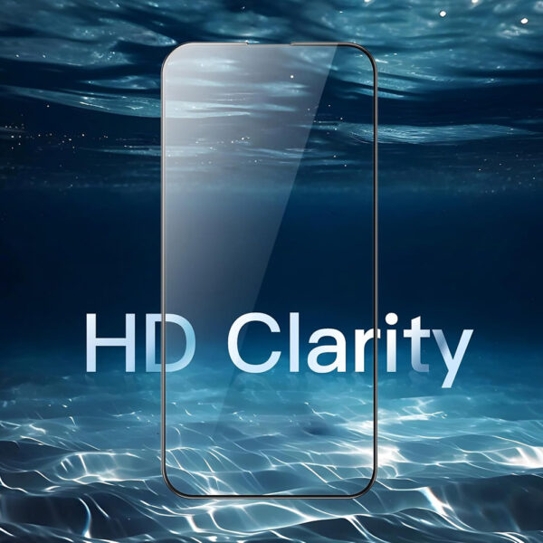 For iPhone 16 Pro (6.3 inch) Clear 10D Full Coverage Tempered Glass Screen Protector Black Frame - Image 8