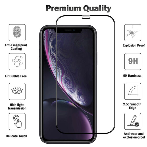 For iPhone Xs Max (6.7 inch) Clear 10D Full Coverage Tempered Glass Screen Protector Black Frame - Image 3