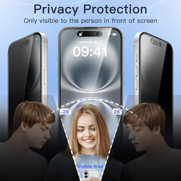 For iPhone 16 Pro Max (6.9 inch) Anti-Spy Privacy Full Coverage Tempered Glass Screen Protector - Image 3