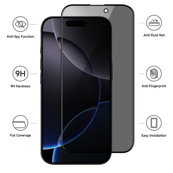 For iPhone 16 Pro Max (6.9 inch) Anti-Spy Privacy Full Coverage Tempered Glass Screen Protector - Image 4