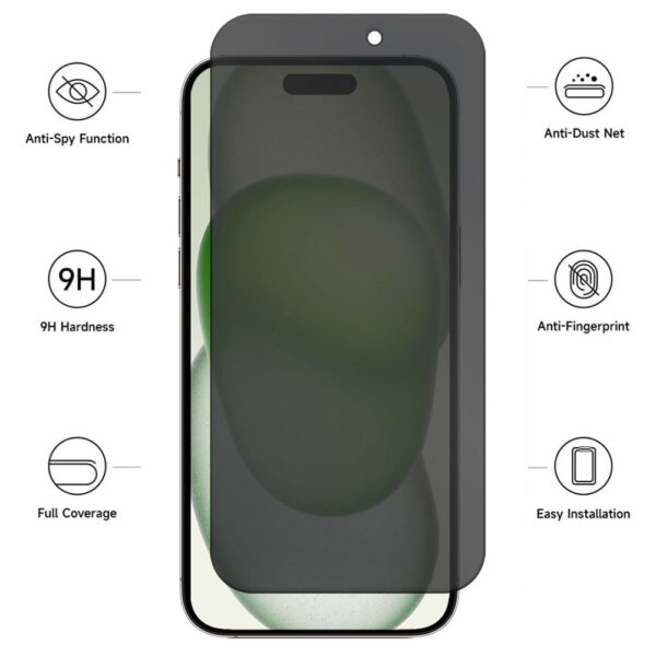 For iPhone 14 Plus (6.7 inch) Anti-Spy Privacy Tempered Glass Screen Protector 2.5D Black - Image 4