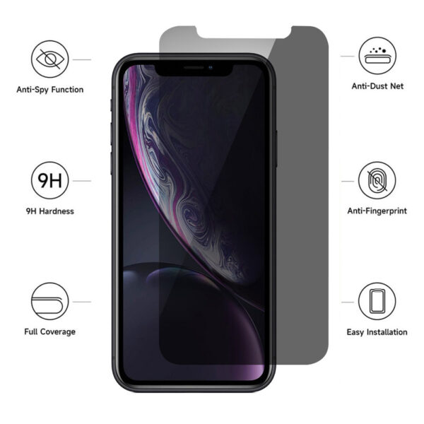 For iPhone Xs Max (6.5 inch) Anti-Spy Privacy Tempered Glass Screen Protector 2.5D Black - Image 4
