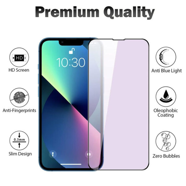For iPhone 13 Mini (5.4 inch) Blue Light Filter Full Coverage Tempered Glass Screen Protector - Image 3