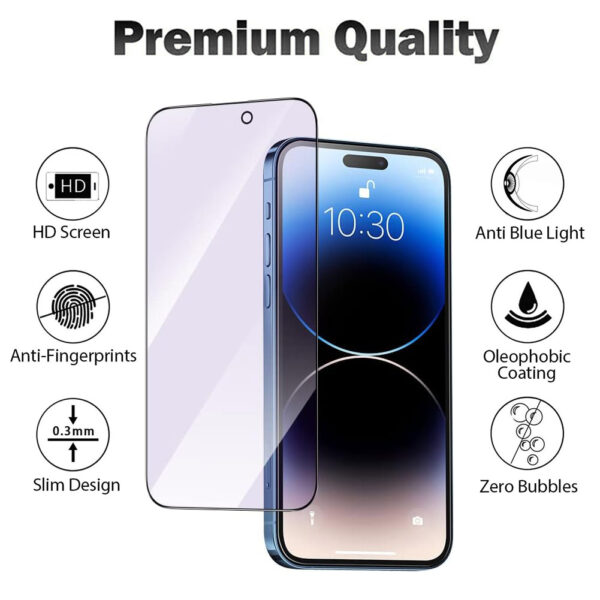 For iPhone 14 Plus (6.7 inch) Blue Light Filter Full Coverage Tempered Glass Screen Protector - Image 3