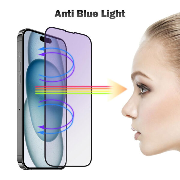 For iPhone 16 Pro Max (6.9 inch) Blue Light Filter Full Coverage Tempered Glass Screen Protector - Image 4