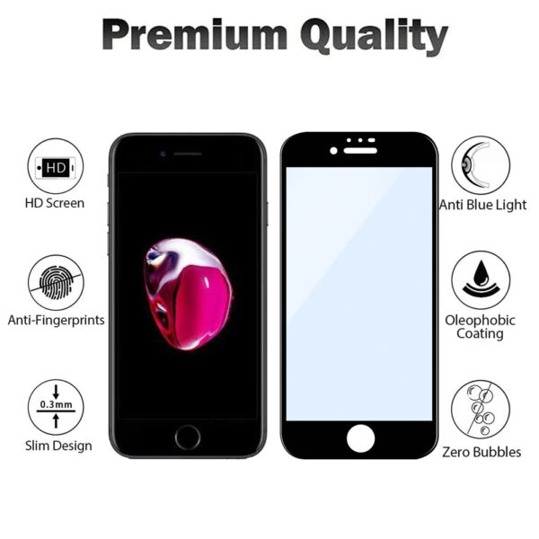 For iPhone 6 Plus 7 Plus 8 Plus (5.5 inch) Blue Light Filter Full Coverage Tempered Glass Screen Protector - Image 3