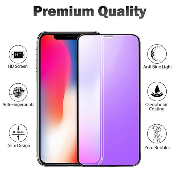 For iPhone Xs Max (6.5 inch) Blue Light Filter Full Coverage Tempered Glass Screen Protector - Image 4