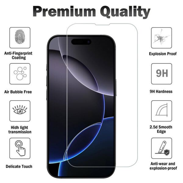 For iPhone 16 Pro Max (6.9 inch) Clear 2.5D Tempered Glass Screen Protector - Image 3