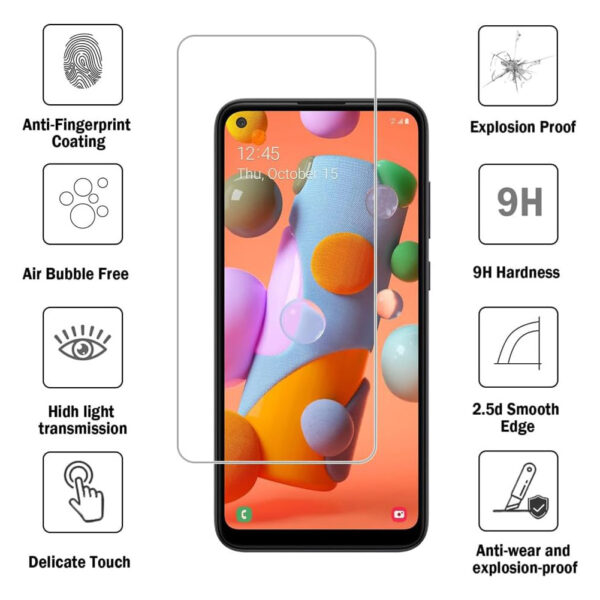 For Galaxy A11 (6.4 inch) Clear 2.5D Tempered Glass Screen Protector - Image 2